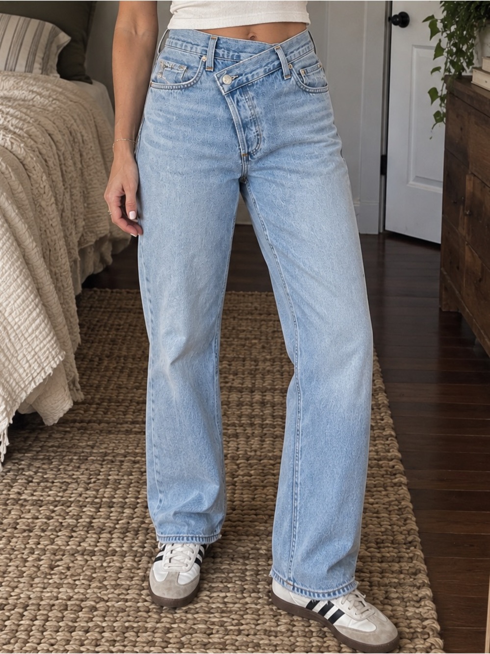 AGOLDE Criss Cross Jeans Size 29 High Rise Straight Leg Light Wash Denim